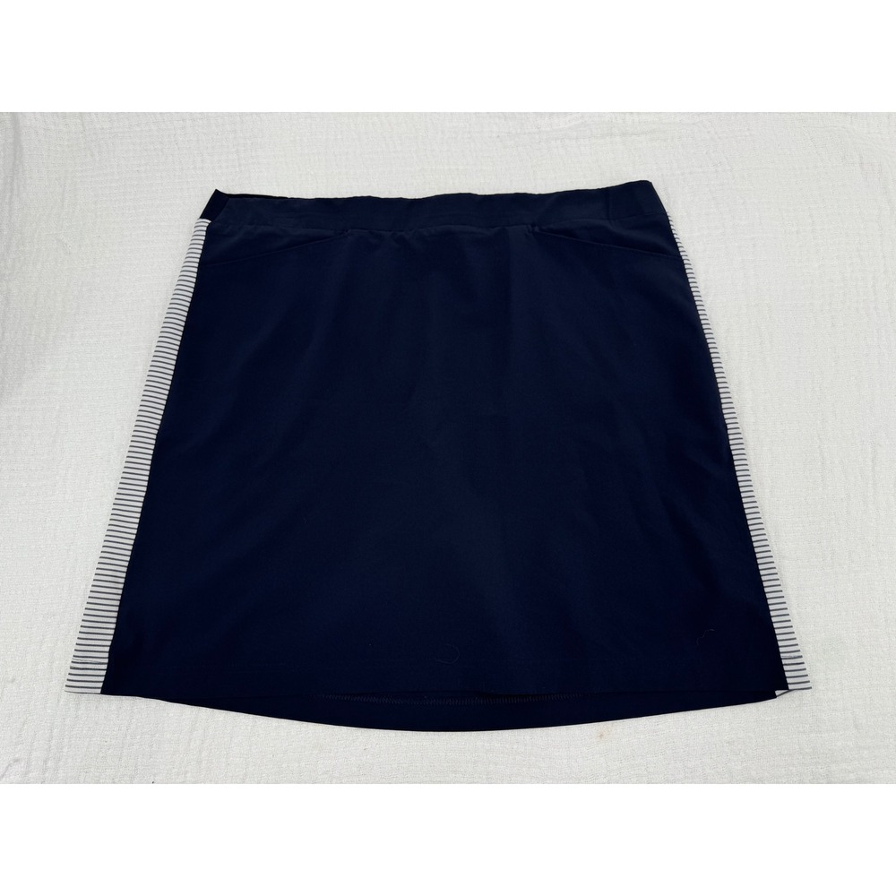 Chico's Skort Size 2 US 12 Large Navy Blue Striped Side Panel Activewear Pockets